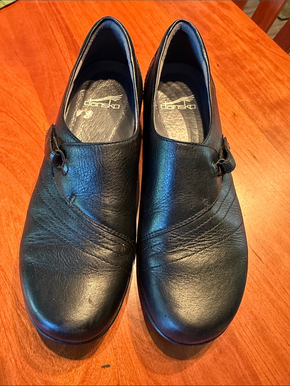 Dansko Black Leather Men's Slip-On Clogs